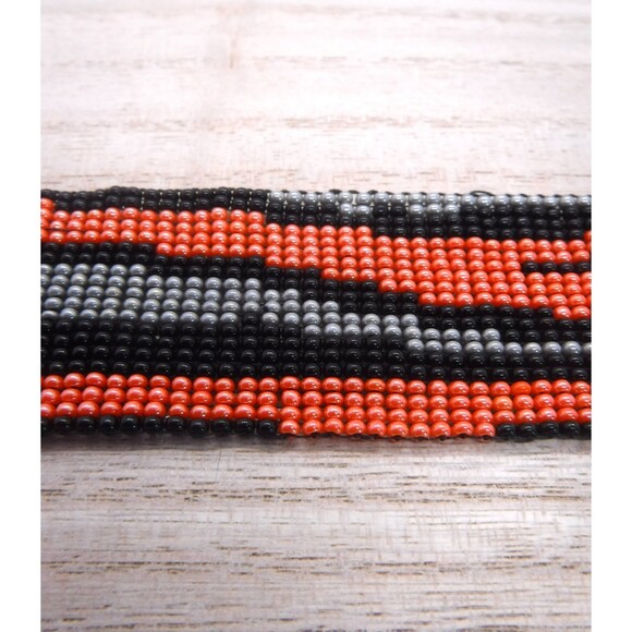 Loom Beaded Bracelet Black & Orange - Picture 3 of 4